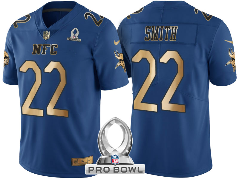 Minnesota Vikings #22 Harrison Smith NFC 2017 Pro Bowl Blue Gold Limited Jersey