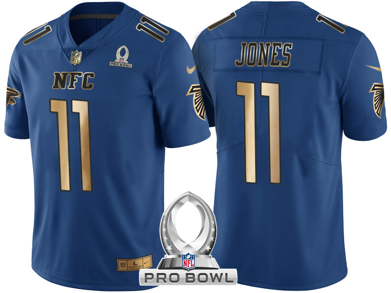 Atlanta Falcons #11 Julio Jones NFC 2017 Pro Bowl Blue Gold Limited Jersey