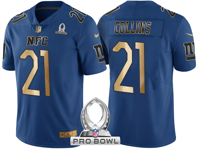 New York Giants #21 Landon Collins NFC 2017 Pro Bowl Blue Gold Limited Jersey