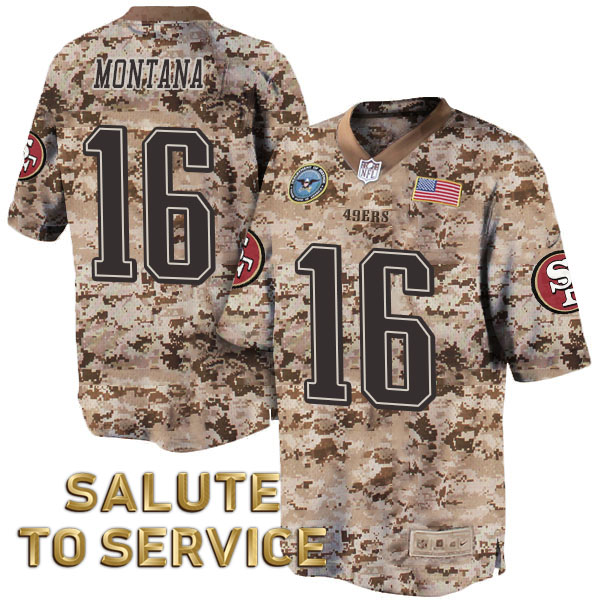 San Francisco 49ers #16 Joe Montana Salute to Service Digital Camo Jersey