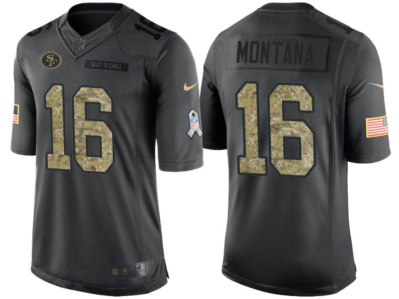 San Francisco 49ers #16 Joe Montana Anthracite Camo 2016 Salute to Service Limited Jersey