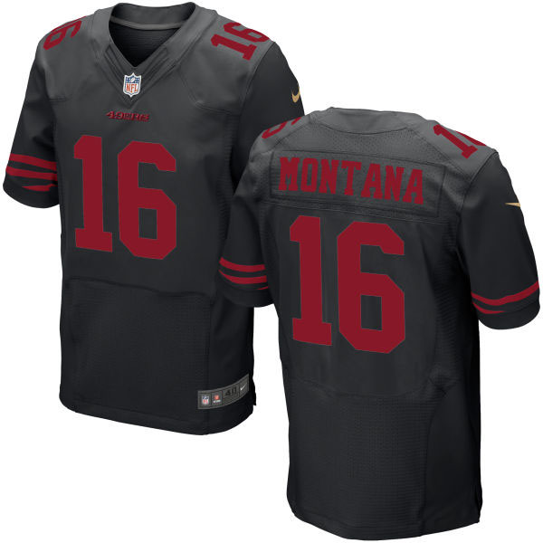 Men's San Francisco 49ers #16 Joe Montana Black Elite Jersey