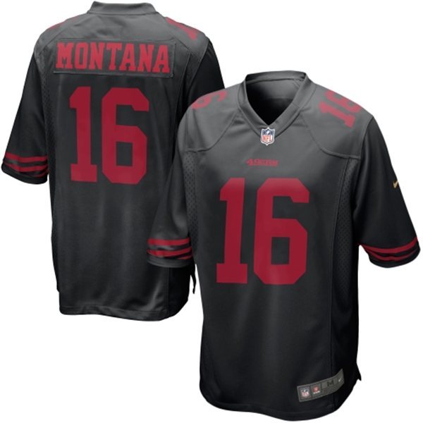 Men's San Francisco 49ers #16 Joe Montana Black Game Jersey