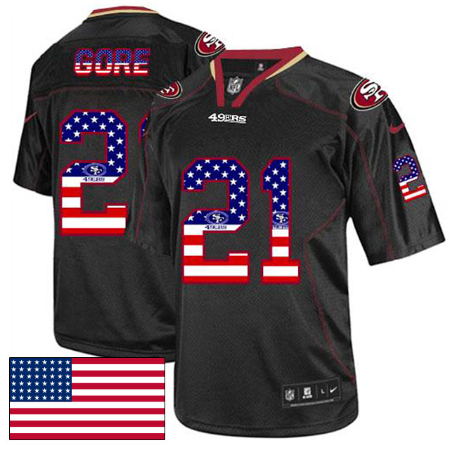 San Francisco 49ers #21 Frank Gore Black USA Flag Fashion Jersey