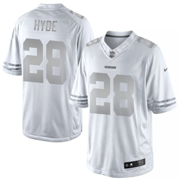 Men's San Francisco 49ers #28 Carlos Hyde White Platinum Limited Jersey