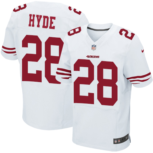 Men's San Francisco 49ers #28 Carlos Hyde White Elite Jersey