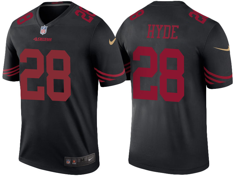 San Francisco 49ers #28 Carlos Hyde Black Color Rush Legend Jersey