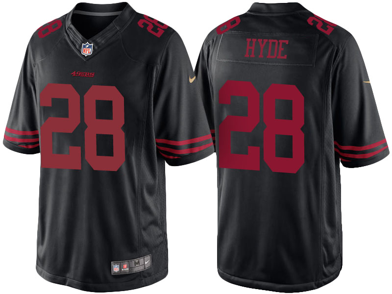 San Francisco 49ers #28 Carlos Hyde Black Color Rush Limited Jersey