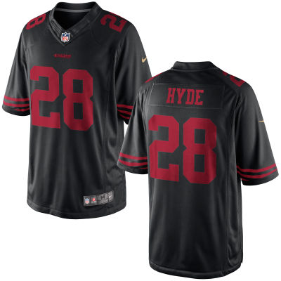 Men's San Francisco 49ers #28 Carlos Hyde Black Game Jersey