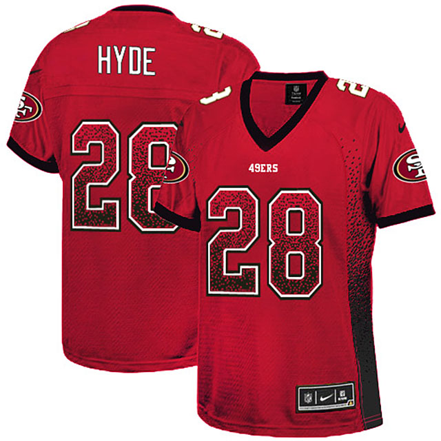 Women's San Francisco 49ers #28 Carlos Hyde Red Drift Fashion Jersey