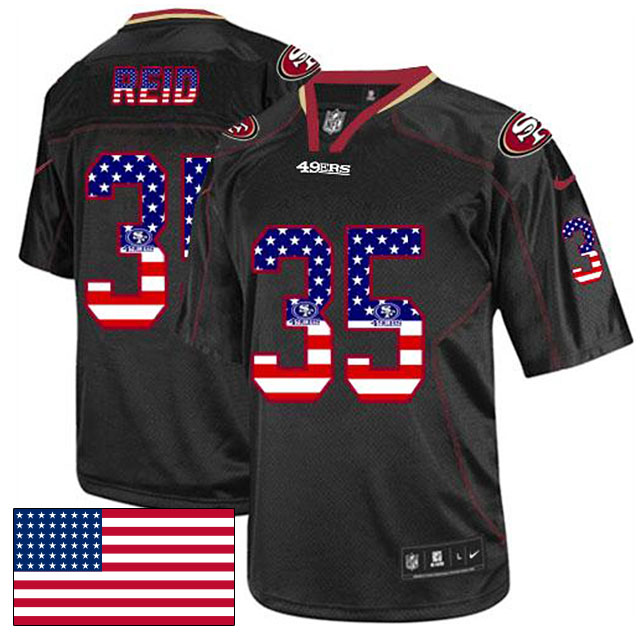 San Francisco 49ers #35 Eric Reid Black USA Flag Fashion Jersey