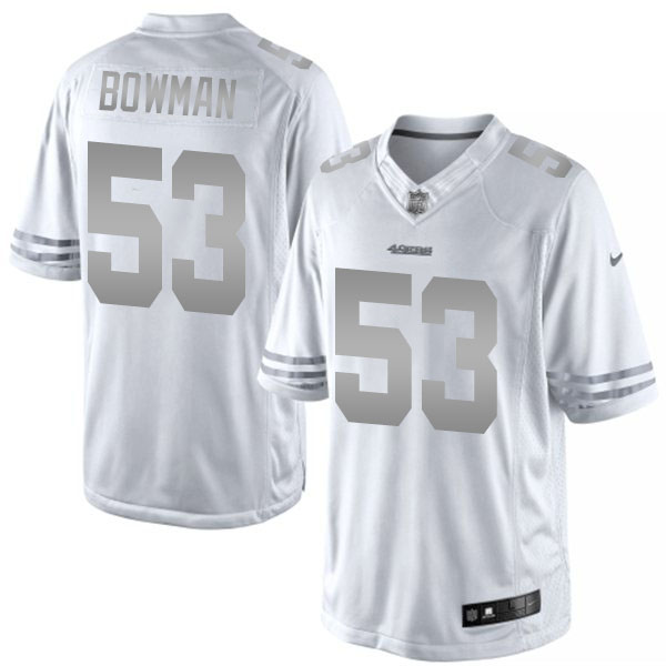 Men's San Francisco 49ers #53 NaVorro Bowman White Platinum Limited Jersey