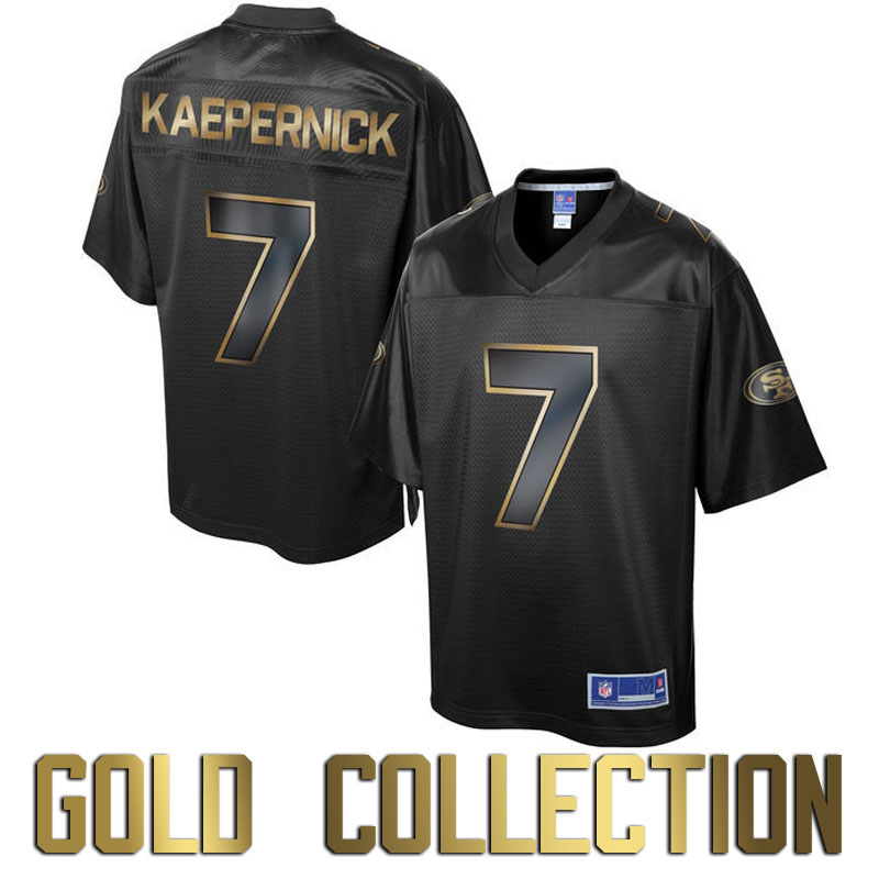 San Francisco 49ers #7 Colin Kaepernick Super Bowl 50 Black Gold Collection Jersey