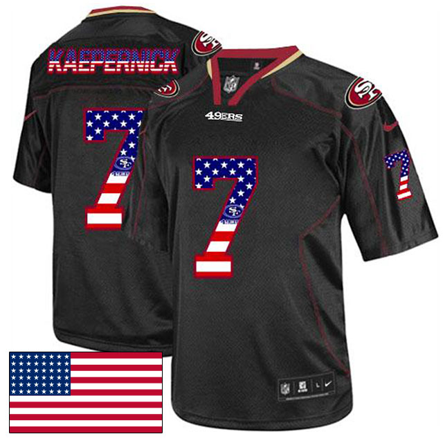 San Francisco 49ers #7 Colin Kaepernick Black USA Flag Fashion Jersey