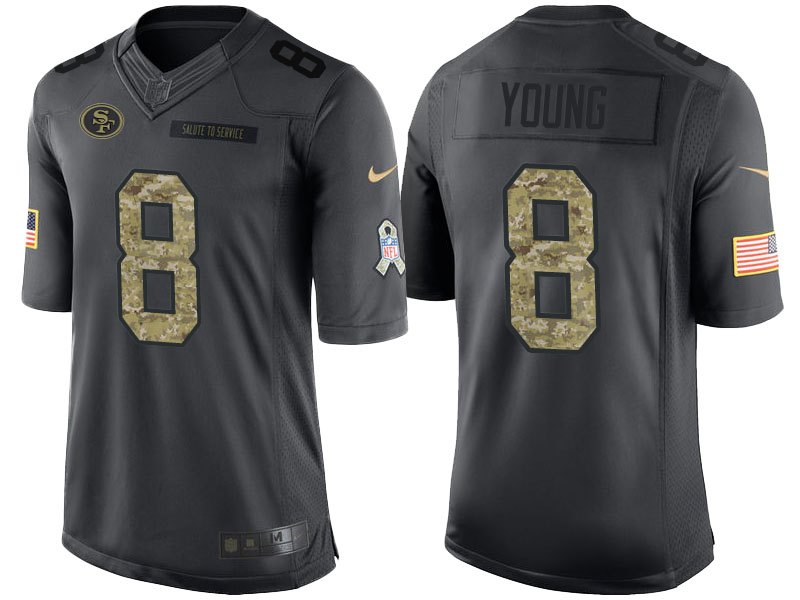 San Francisco 49ers #8 Steve Young Anthracite Camo 2016 Salute to Service Limited Jersey