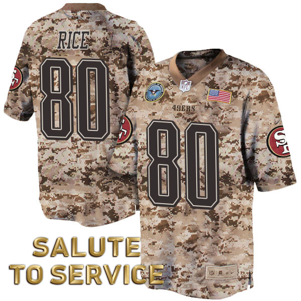 San Francisco 49ers #80 Jerry Rice Salute to Service Digital Camo Jersey