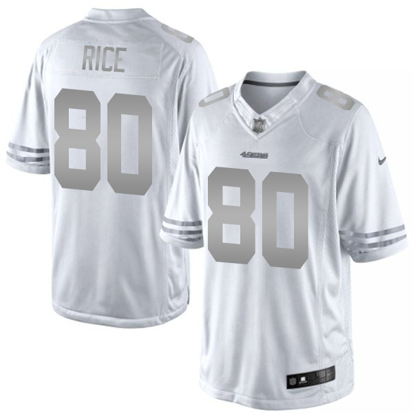 Men's San Francisco 49ers #80 Jerry Rice White Platinum Limited Jersey