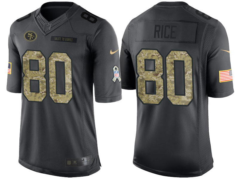 San Francisco 49ers #80 Jerry Rice Anthracite Camo 2016 Salute to Service Limited Jersey