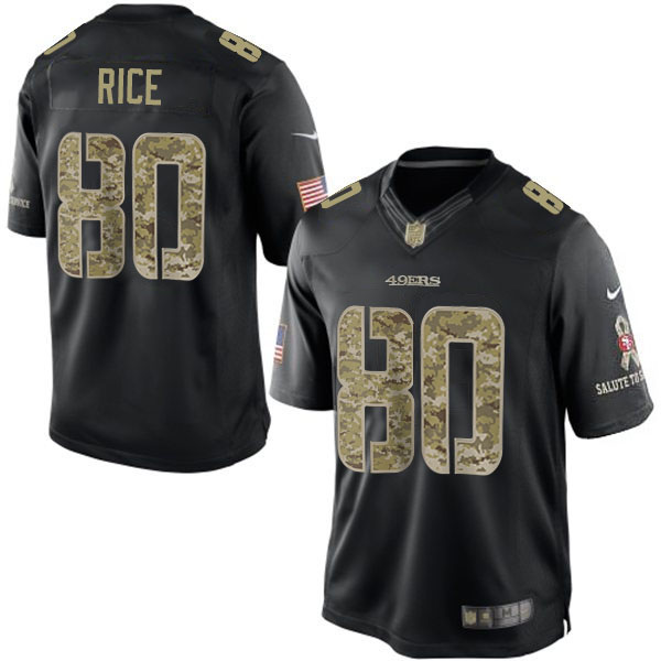 NFL San Francisco 49ers #80 Jerry Rice Salute To Service Black Jersey