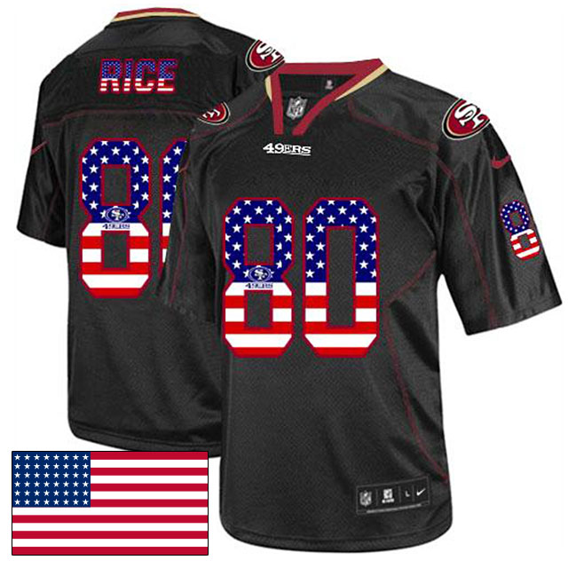 San Francisco 49ers #80 Jerry Rice Black USA Flag Fashion Jersey