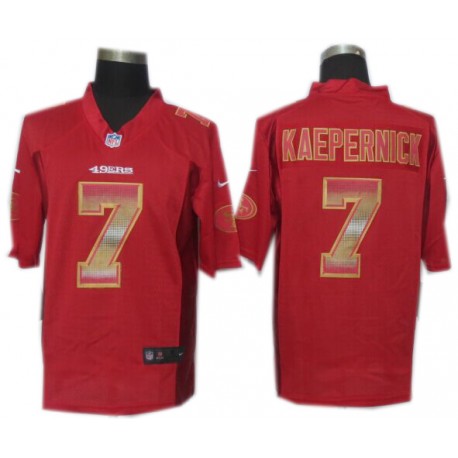 San Francisco 49ers #7 Colin Kaepernick Red Fashion Strobe Jersey