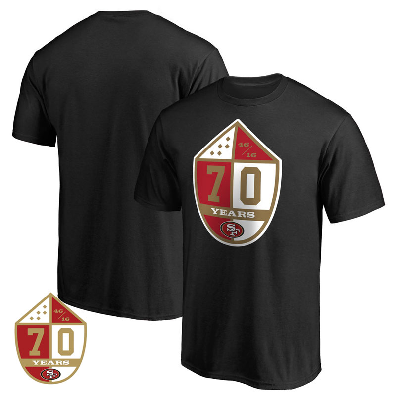 San Francisco 49ers Black Pro Line 70th Anniversary T-Shirt