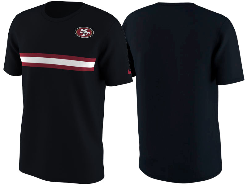 San Francisco 49ers Black Color Rush Stripe T-Shirt