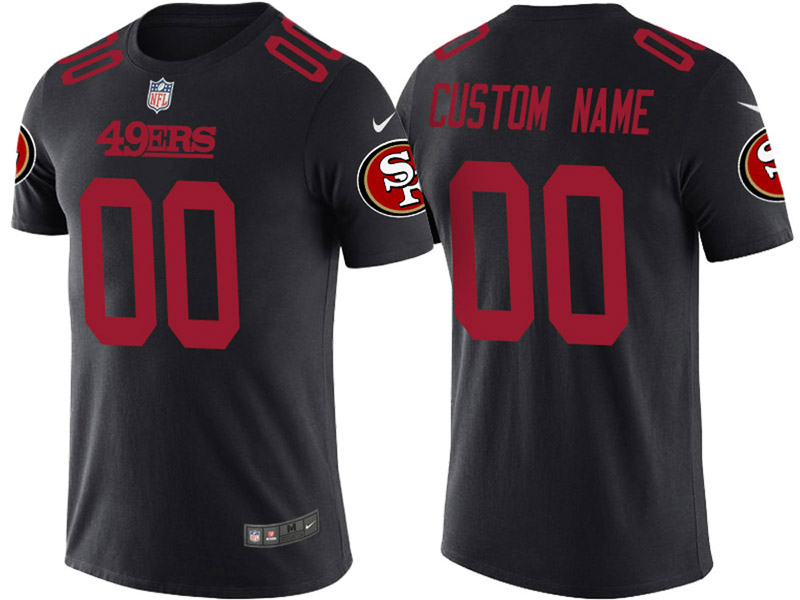 San Francisco 49Ers Custom Black Name & Number T-Shirt