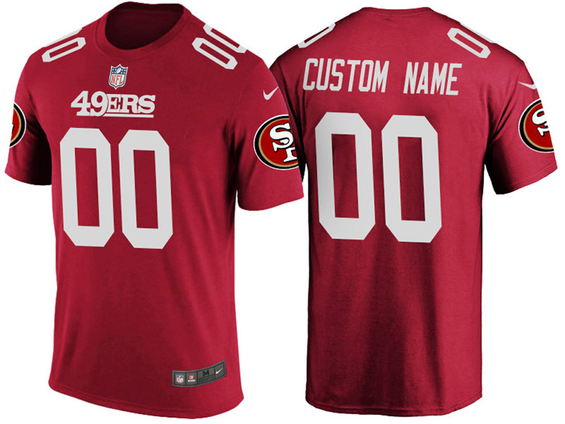 San Francisco 49Ers Custom Red Name & Number T-Shirt