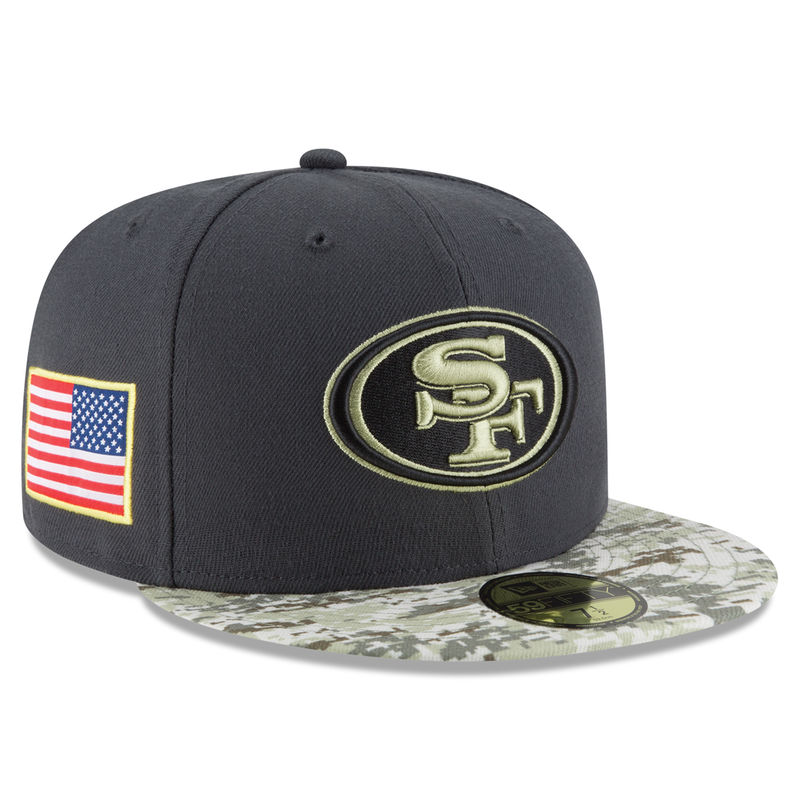 San Francisco 49ers Graphite Salute To Service Sideline Camo Veterans Day 59FIFTY Fitted Hat