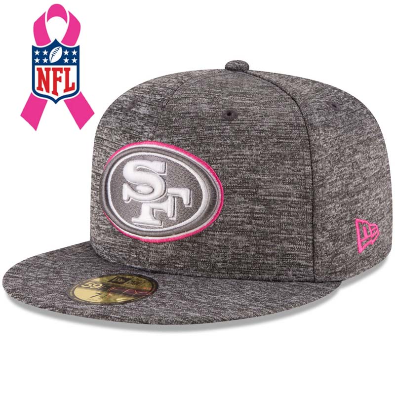 San Francisco 49ers Gray New Era Heather 2016 Breast Cancer Awareness Sideline 59FIFTY Fitted Hat