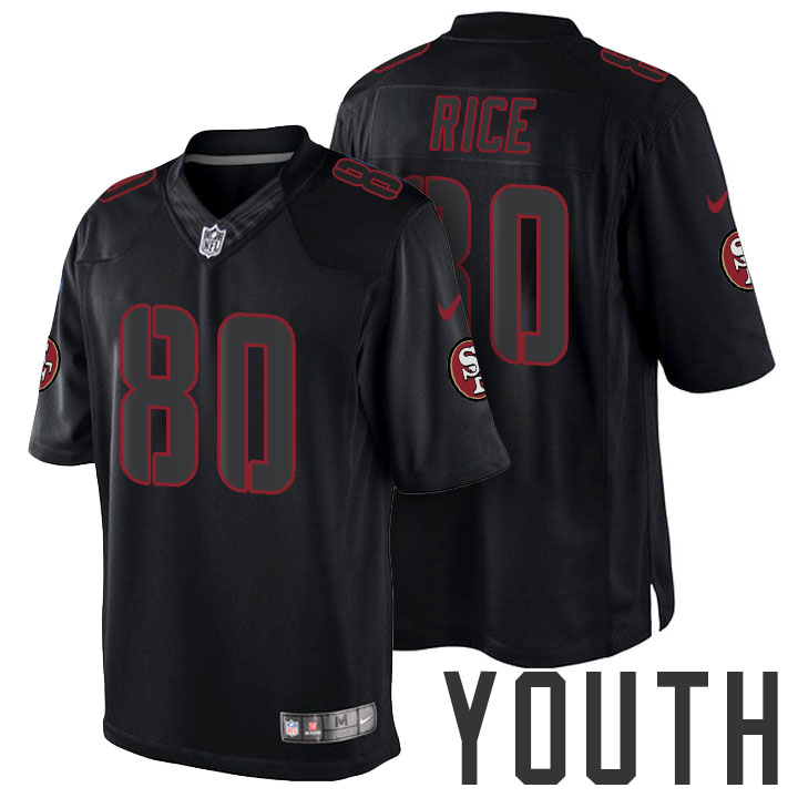 Youth San Francisco 49ers #80 Jerry Rice Black Impact Limited Jersey