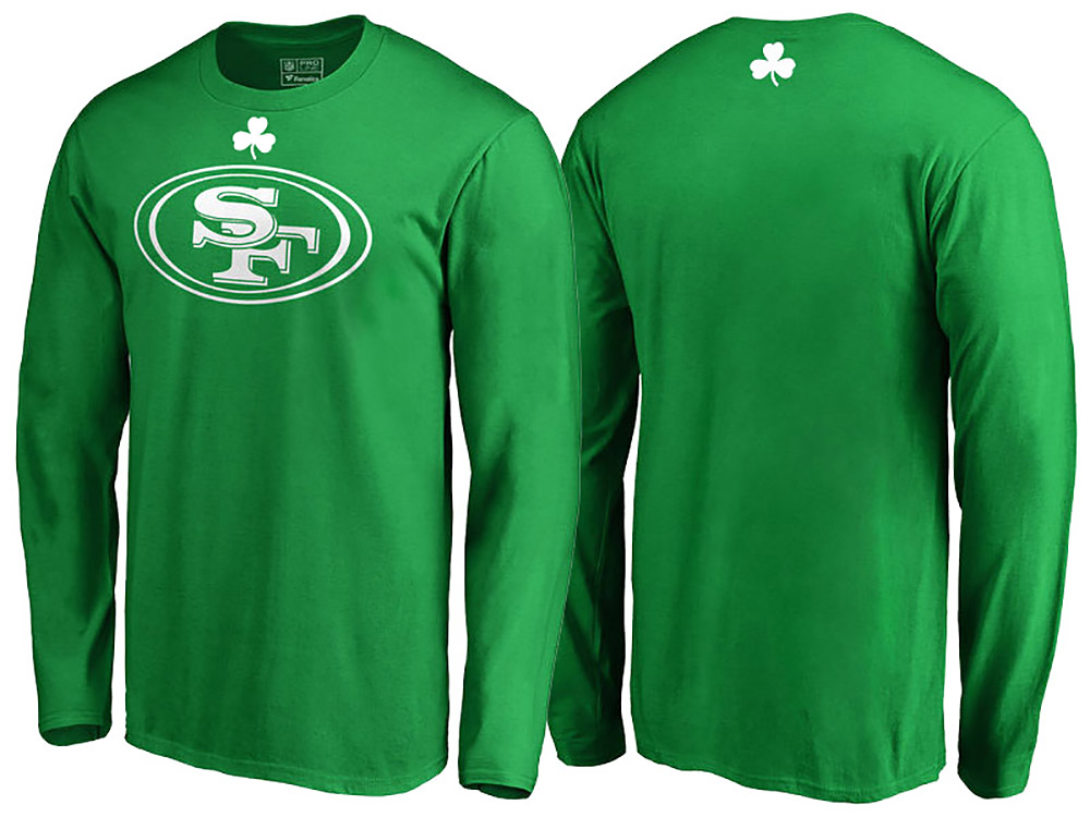 San Francisco 49ers Kelly Green White Logo St. Patrick's Day Long Sleeve T-Shirt