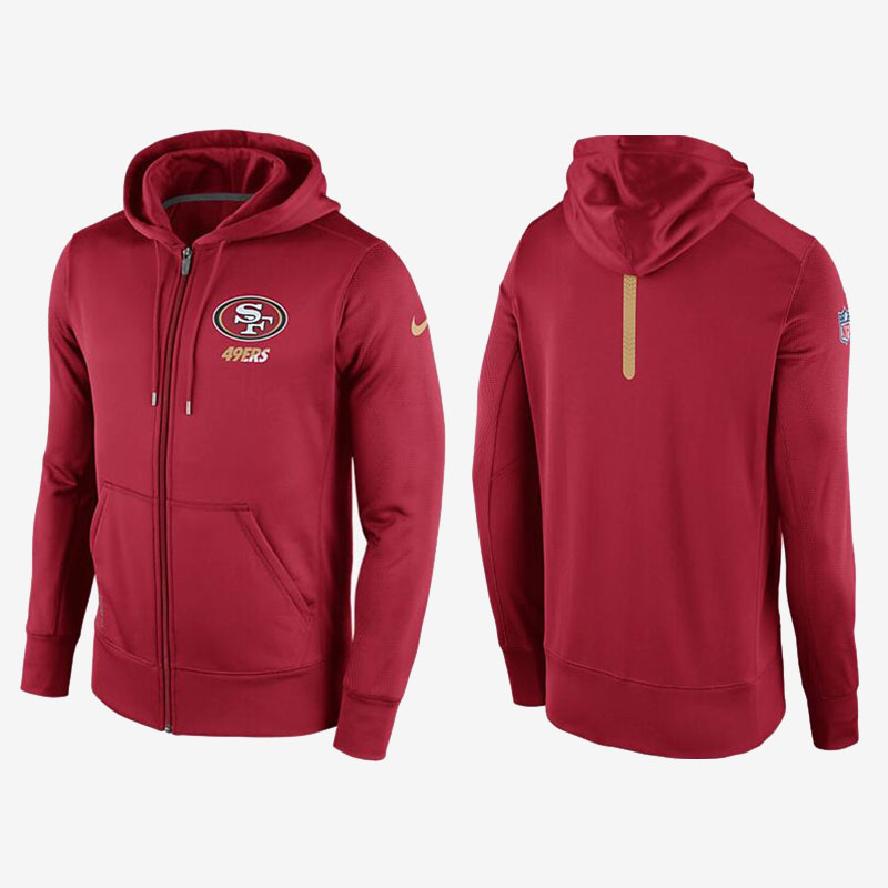 San Francisco 49ers Red Sideline Full-Zip Performance Hoodie