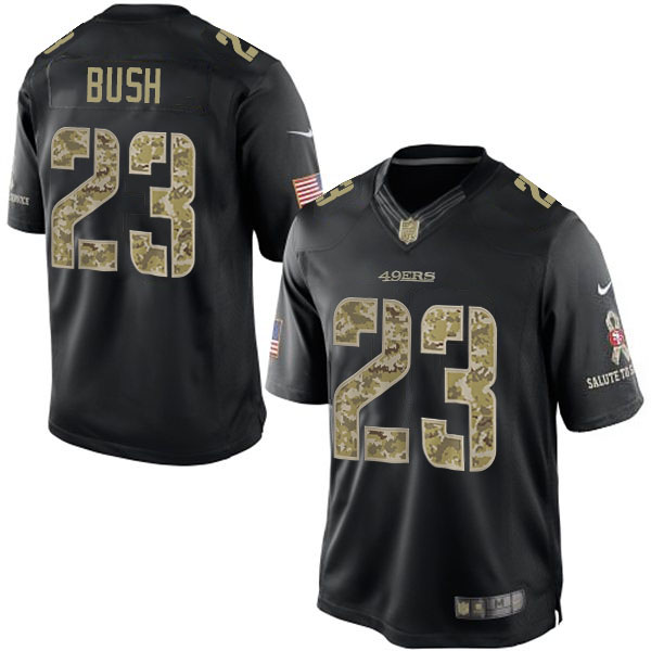 Men's San Francisco 49ers #23 Reggie Bush Black Salute To Service Jersey