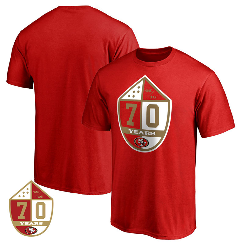 San Francisco 49ers Scarlet Pro Line 70th Anniversary T-Shirt