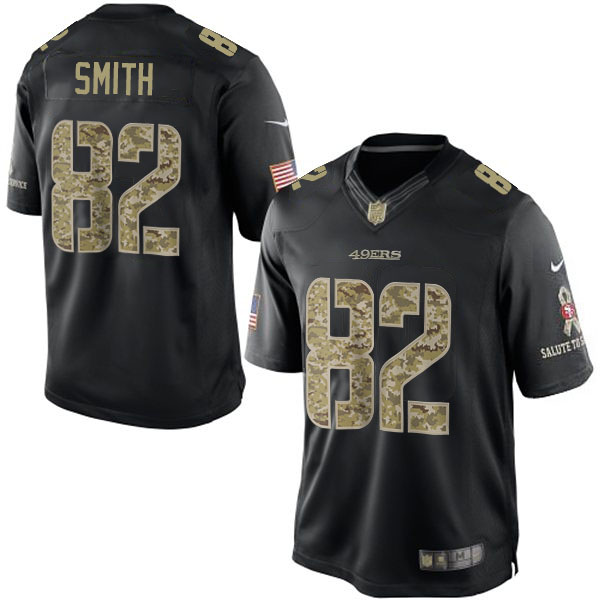 Men's San Francisco 49ers #82 Torrey Smith Black Salute To Service Jersey