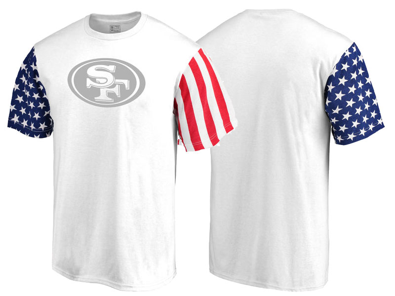 San Francisco 49ers White Independence Day Stars & Stripes T-Shirt