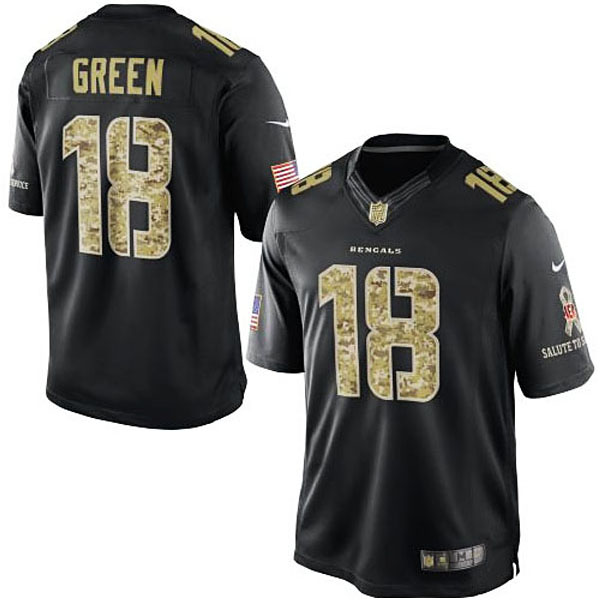 Men's Cincinnati Bengals #18 AJ Green Nike Black Salute To Service Jersey