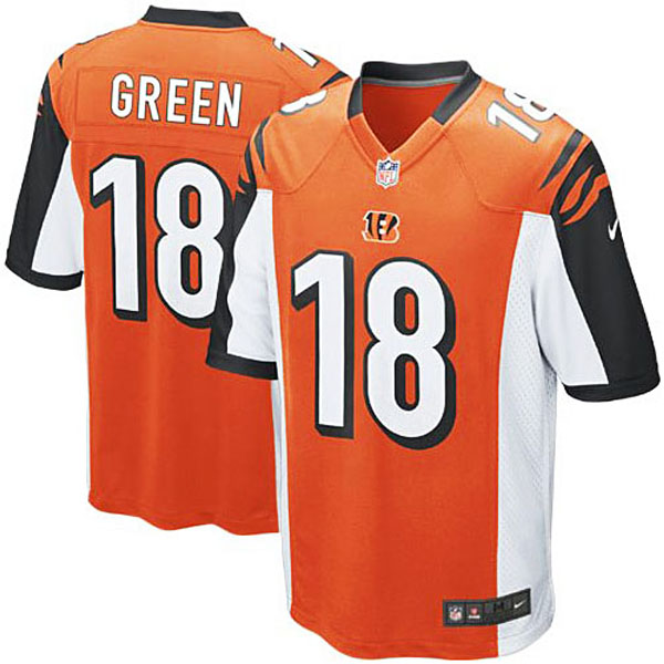 Mens Cincinnati Bengals #18 AJ Green Nike Orange Alternate Game Jersey