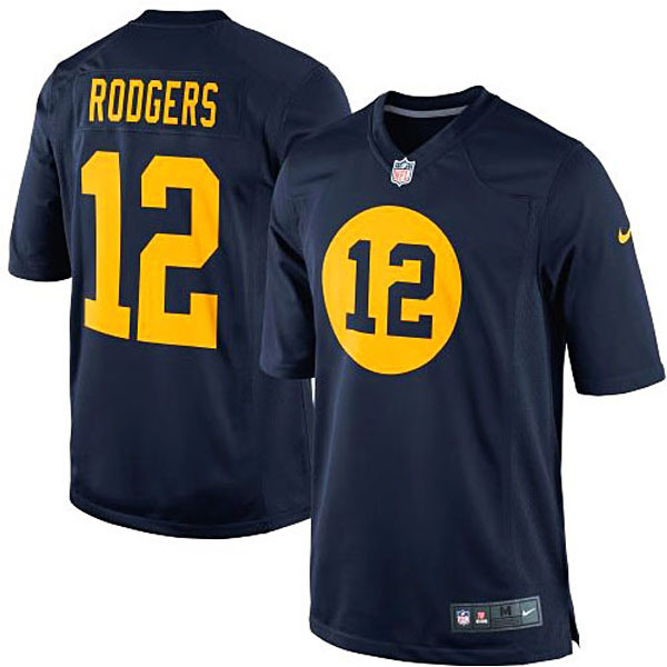 Men's Green Bay Packers #12 Aaron Rodgers Nike Navy Blue Throwback Limited Jersey