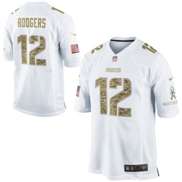 Men's Green Bay Packers #12 Aaron Rodgers Nike White Salute To Service Jersey