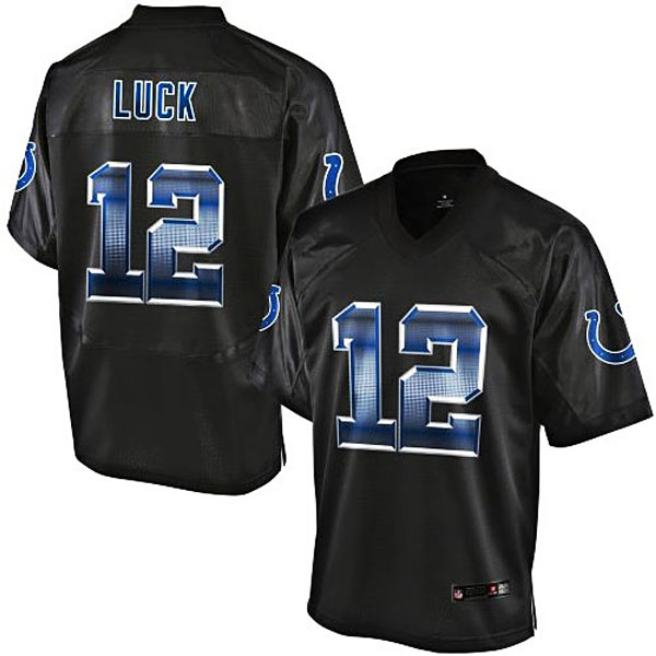 Men's Indianapolis Colts #12 Andrew Luck Pro Line Black Strobe Jersey