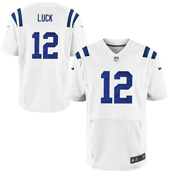 Mens Indianapolis Colts #12 Andrew Luck Nike White Elite Jersey