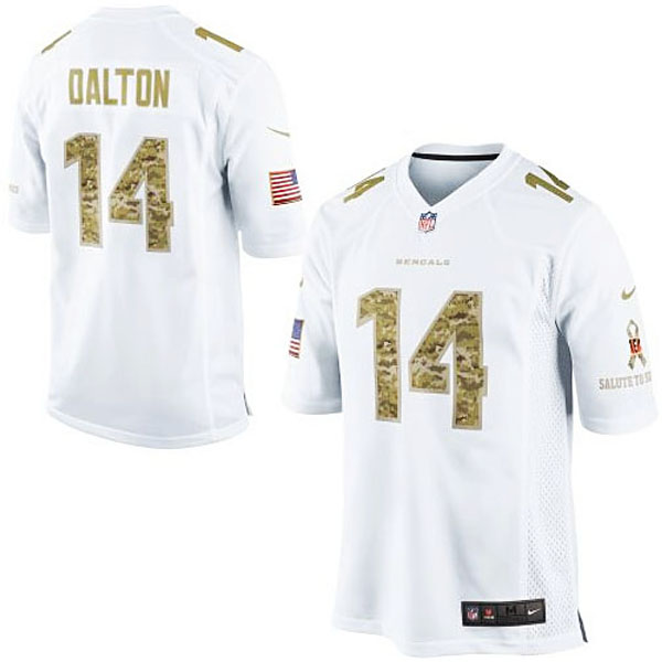 Mens Cincinnati Bengals #14 Andy Dalton Nike White Salute To Service Jersey