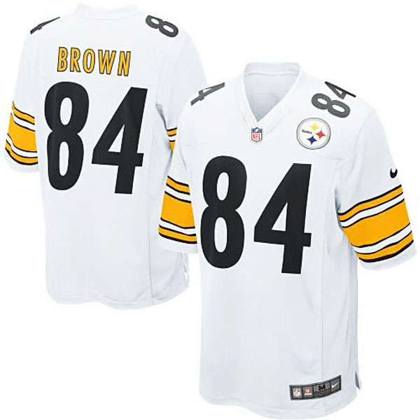 Mens Pittsburgh Steelers #84 Antonio Brown Nike White Game Jersey