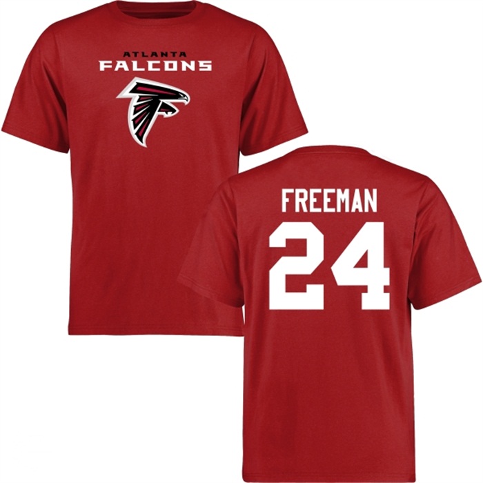 Atlanta Falcons #24 Devonta Freeman Red Name & Number Wordmark T-shirt