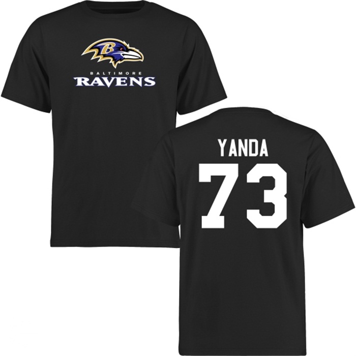 Baltimore Ravens #73 Marshal Yanda Black Name & Number Wordmark T-shirt