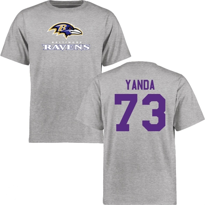 Baltimore Ravens #73 Marshal Yanda Gray Name & Number Wordmark T-shirt