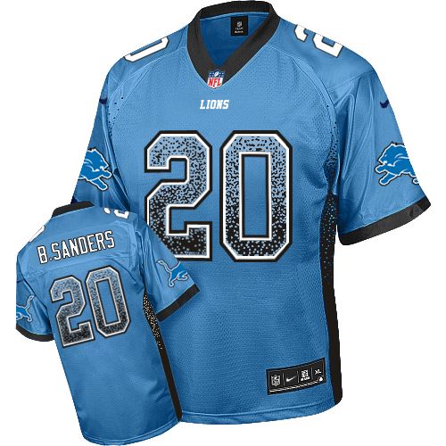 Mens Nike Barry Sanders Light Blue Detroit Lions #20 Drift Fashion Jersey